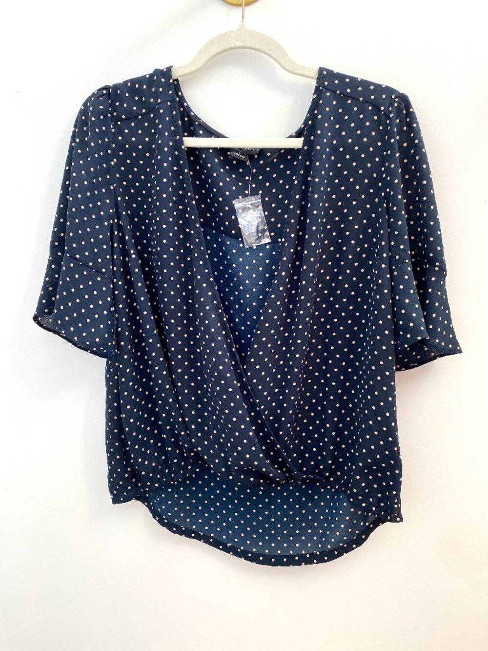 Sanctuary Navy and Cream Polka Dot Top NWOT - Size Small